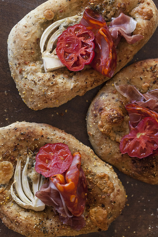 Food photo by Jackie Alpers of mini blue cheese and fennel pizzas