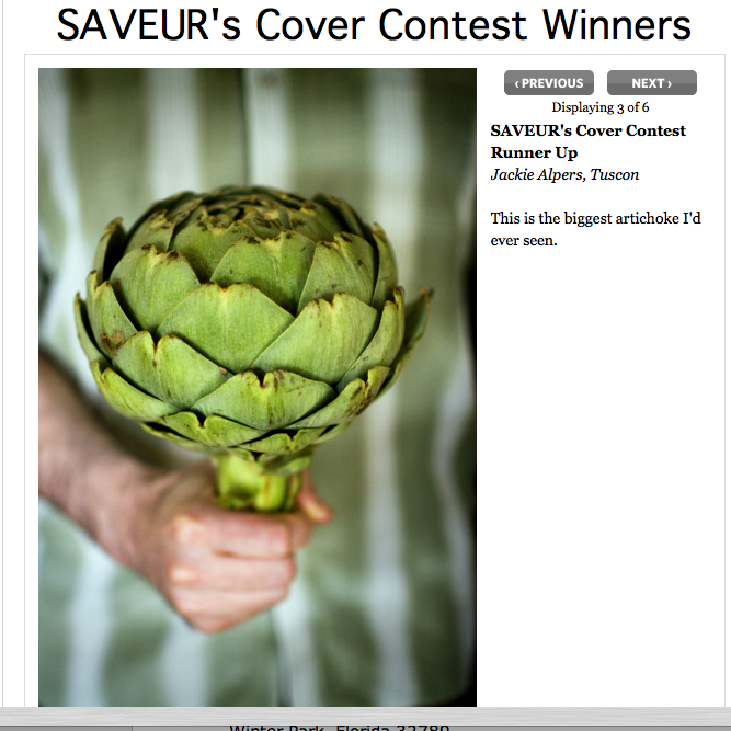 Jackie Alpers Runner Up in Saveur Magazine Cover Contest