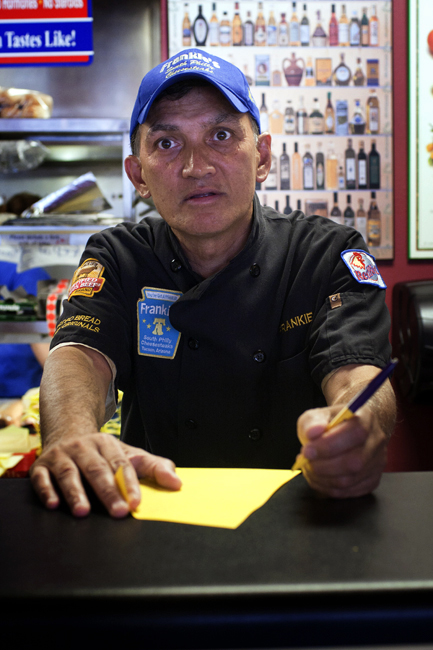 Portrait of Chef Frankie of Frankie's Cheesesteak Tucson, Arizona photographed by Jackie Alpers for Tucson Guide Magazine feature article.