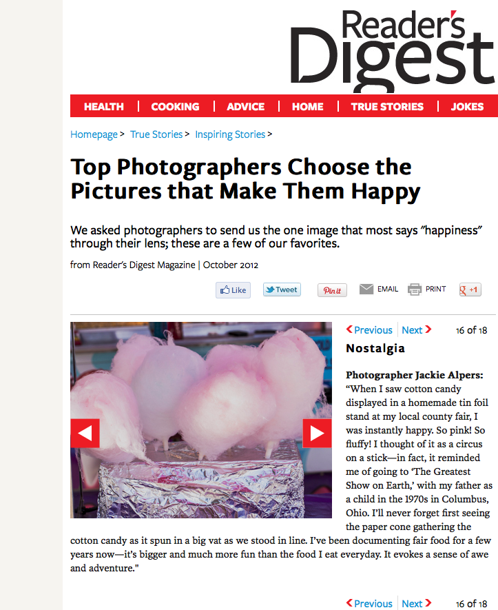 Jackie Alpers in Reader's Digest feature article on happiness. 