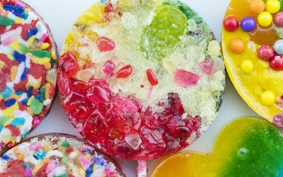 Rainbow Colored Hard Candy Lollipops by Jackie Alpers for The Food Network
