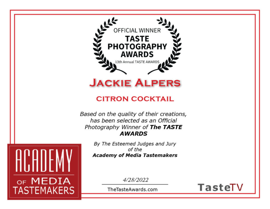 Jackie Alpers is a Taste Photography Awards winner: from the Academy of Media Tastemakers